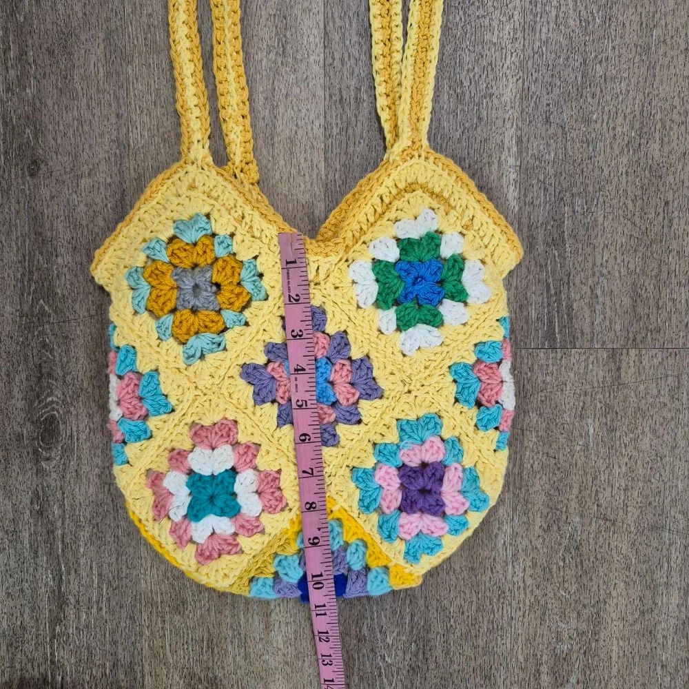 Crochet Tote Bag One Size Yellow Multi-color‎